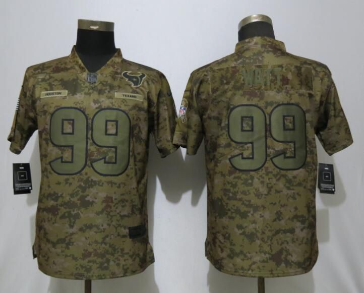Women Houston Texans #99 Watt Nike Camo Salute to Service Limited NFL Jersey